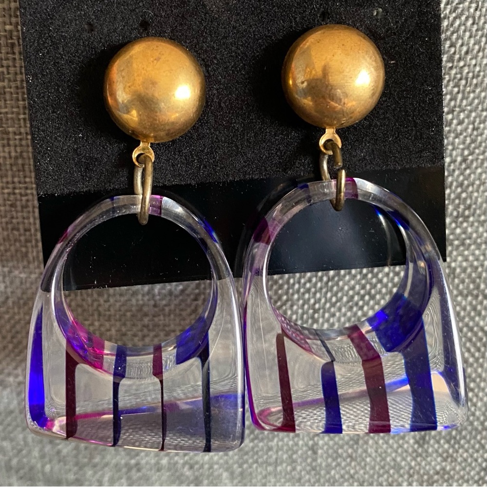 Gold and Multicolor Geometric Earrings